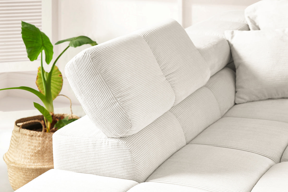 KAWOLA Sofa NEVADA Ecksofa Feincord weiß