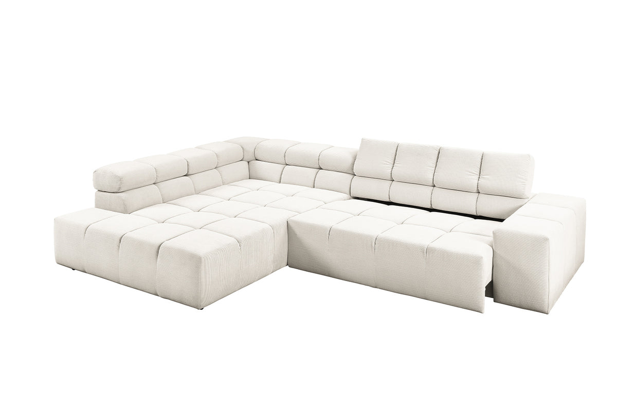 KAWOLA Sofa NEVADA Ecksofa Feincord weiß
