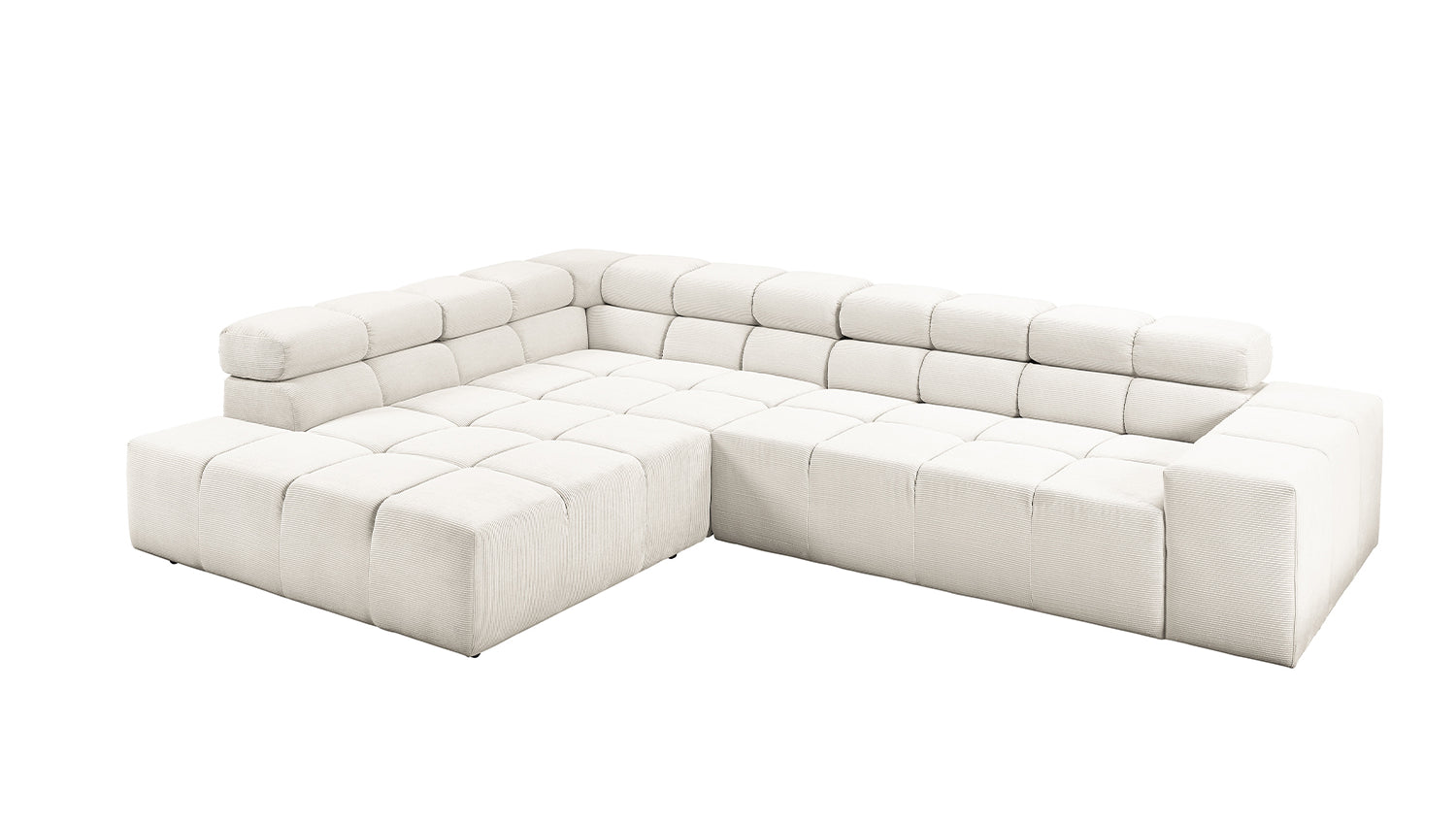 KAWOLA Sofa NEVADA Ecksofa Feincord weiß