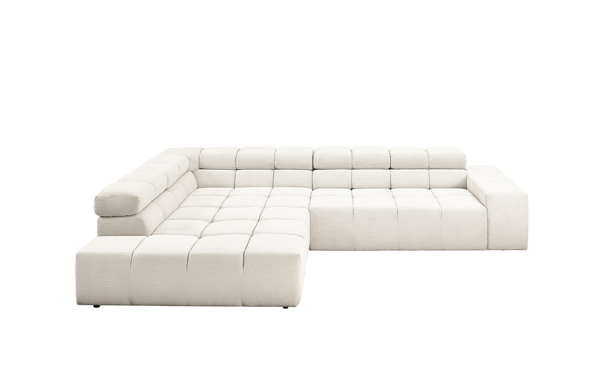 KAWOLA Sofa NEVADA Ecksofa Feincord weiß