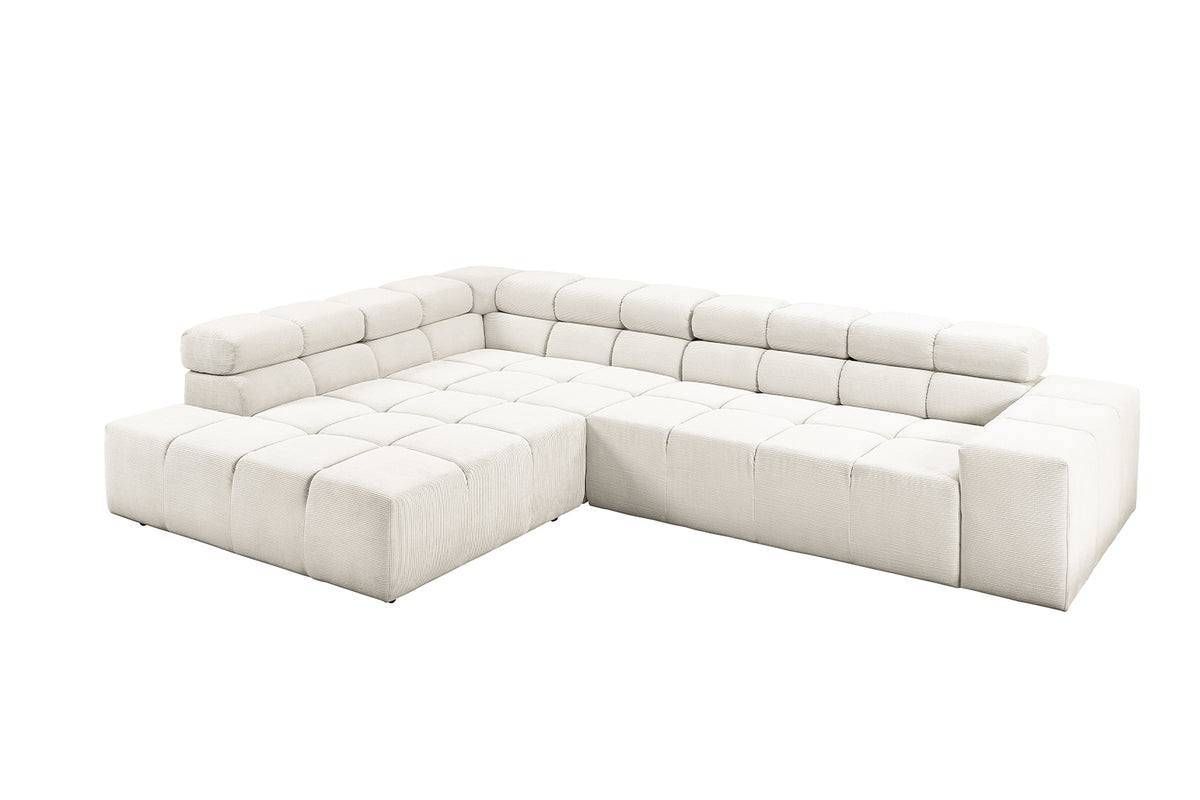 KAWOLA Sofa NEVADA Ecksofa Feincord weiß