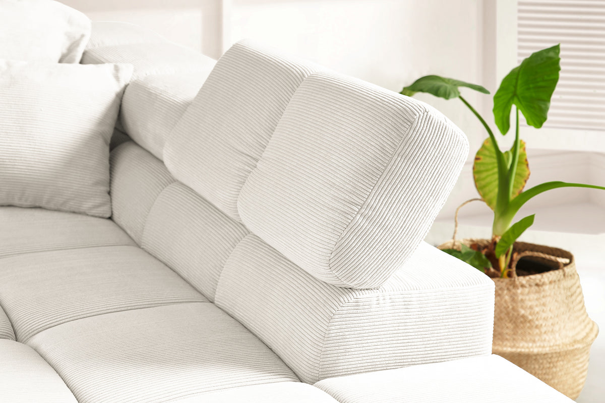 KAWOLA Sofa NEVADA Ecksofa Feincord weiß