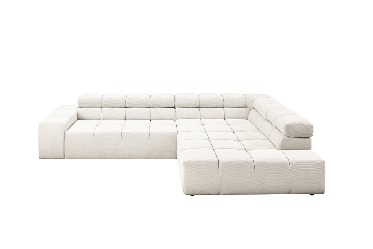 KAWOLA Sofa NEVADA Ecksofa Feincord weiß