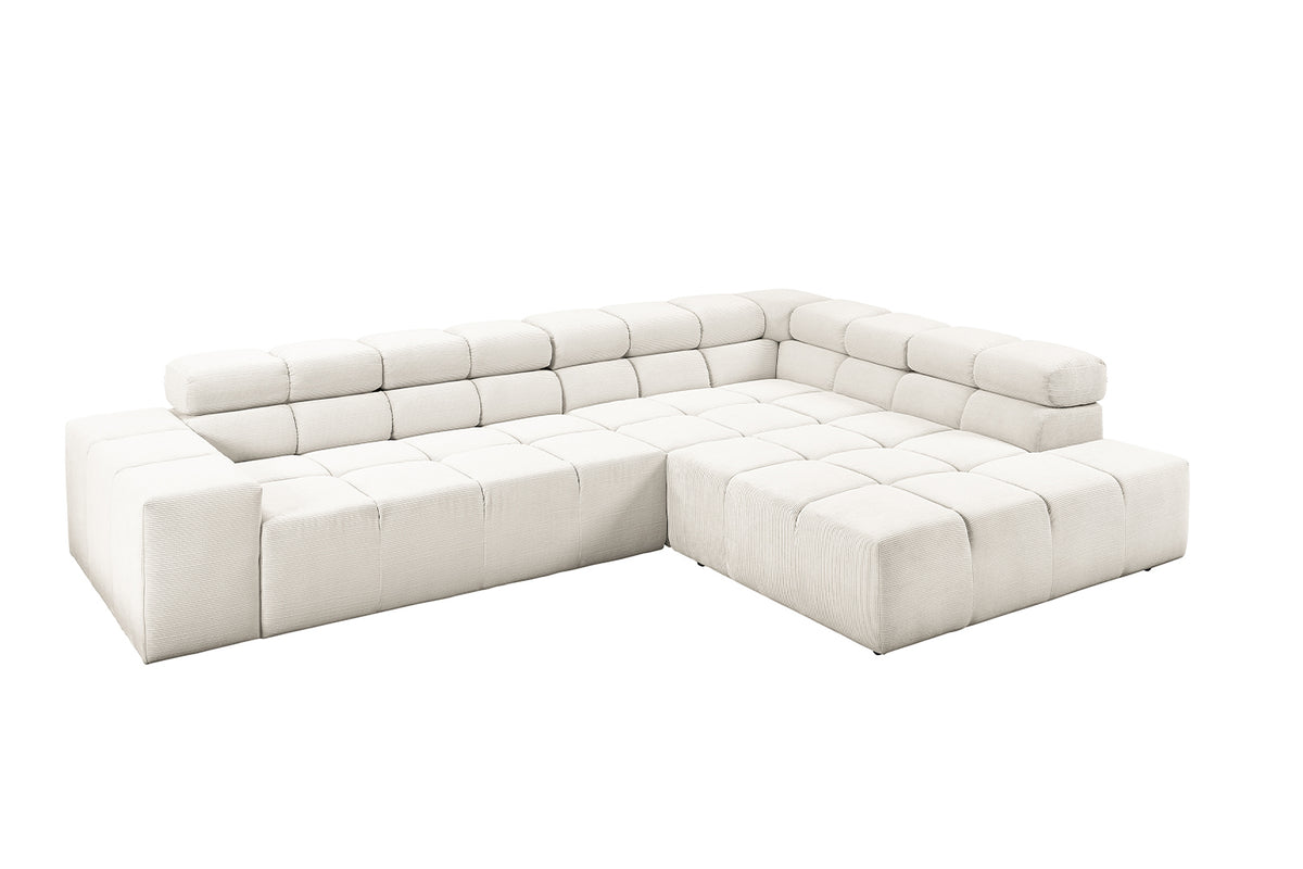 KAWOLA Sofa NEVADA Ecksofa Feincord weiß