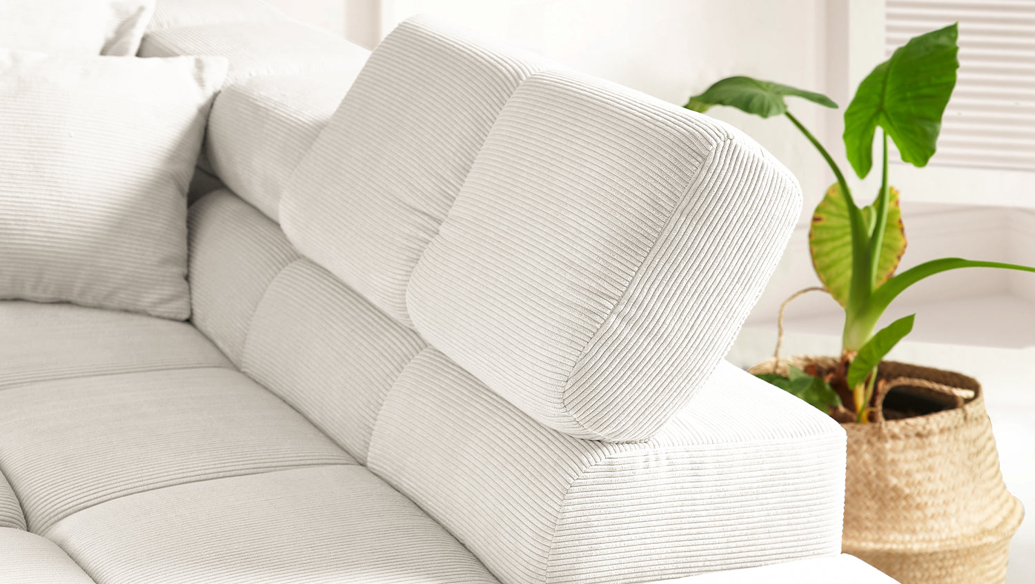 KAWOLA Sofa NEVADA Ecksofa Feincord weiß