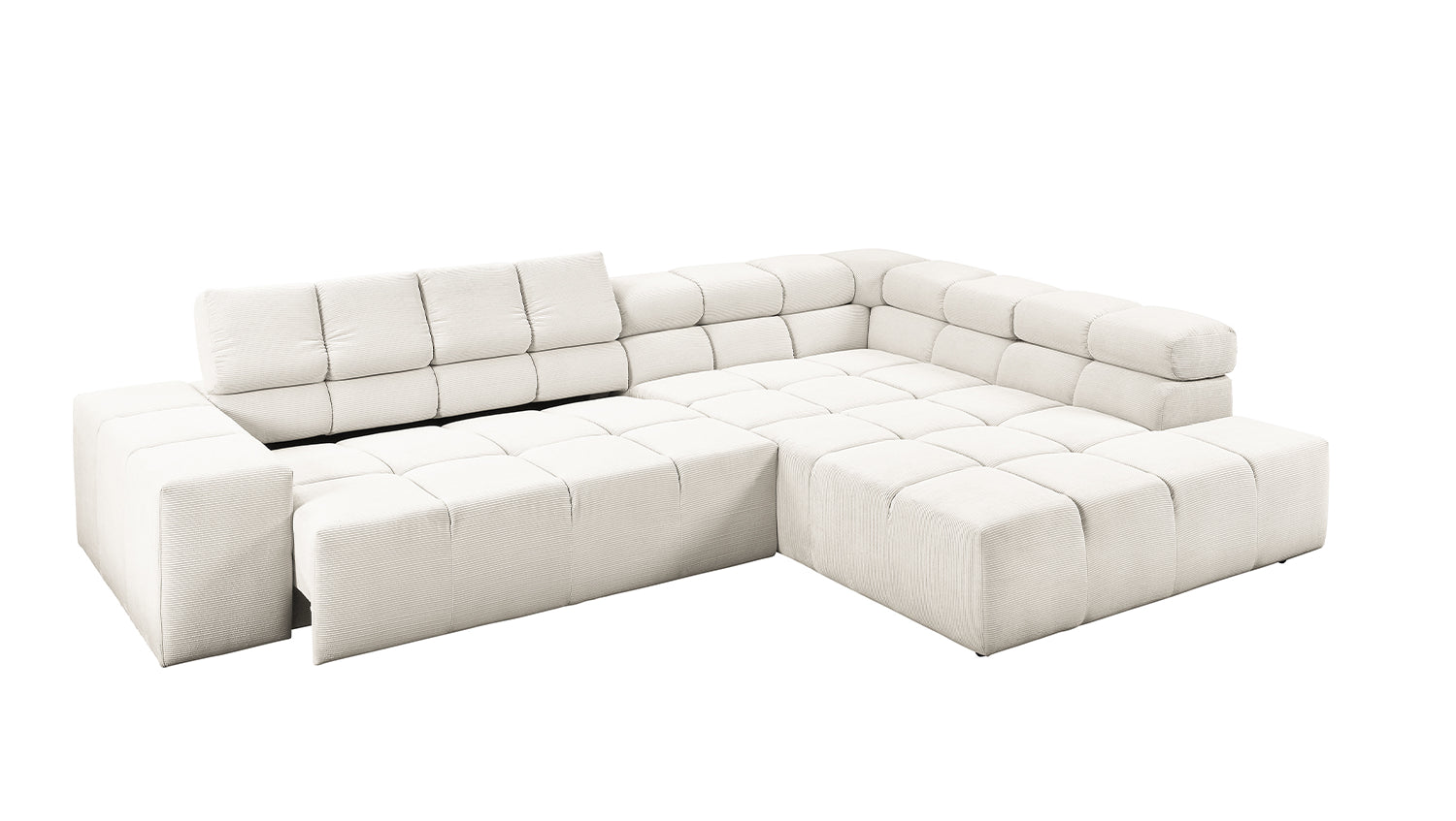 KAWOLA Sofa NEVADA Ecksofa Feincord weiß
