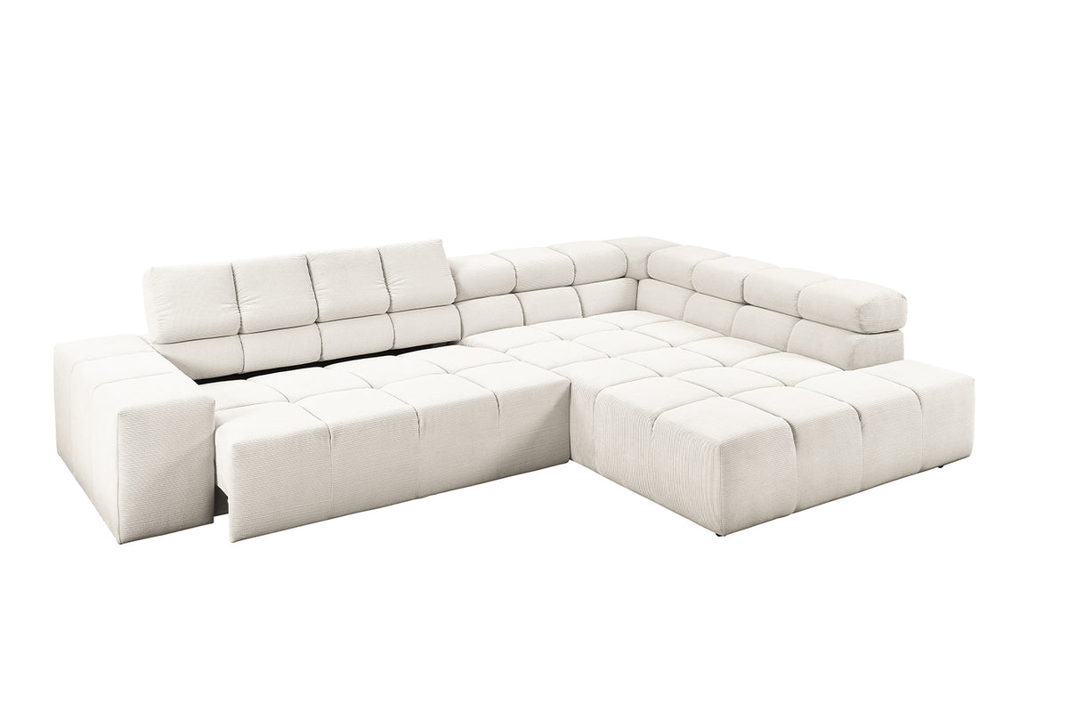 KAWOLA Sofa NEVADA Ecksofa Feincord weiß