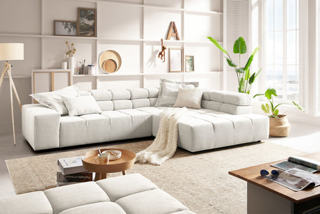 KAWOLA Sofa NEVADA Ecksofa Feincord weiß, Rechts, Ohne Komfortfunktion