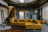 KAWOLA Sofa NEVADA Ecksofa Velvet curry