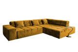 KAWOLA Sofa NEVADA Ecksofa Velvet curry