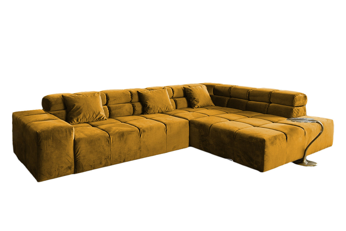KAWOLA Sofa NEVADA Ecksofa Velvet curry