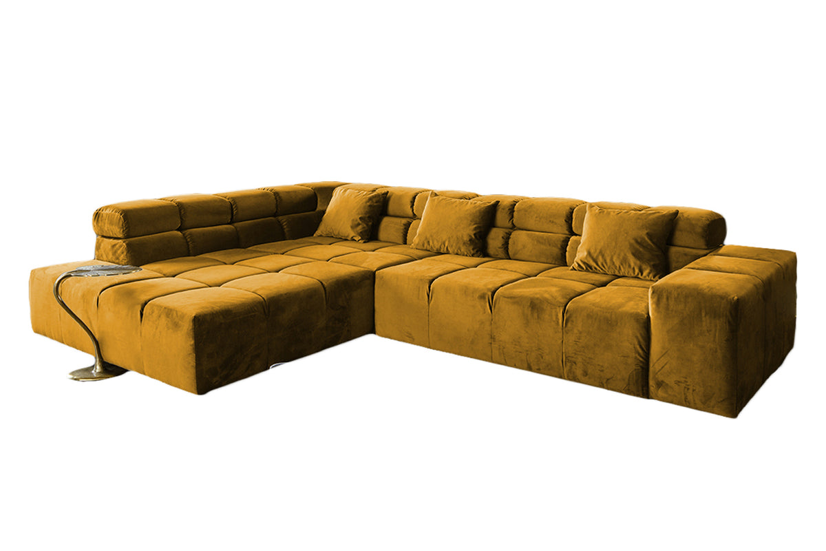 KAWOLA Sofa NEVADA Ecksofa Velvet curry