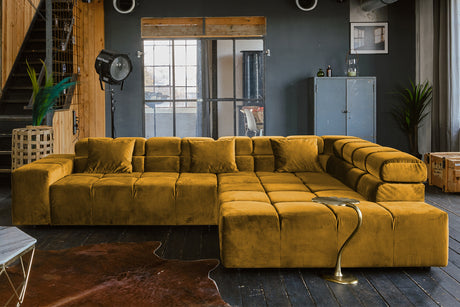 KAWOLA Sofa NEVADA Ecksofa Velvet curry, Rechts, Relaxfunktion