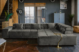 KAWOLA Sofa NEVADA Ecksofa Velvet grau, Rechts, Ohne Komfortfunktion