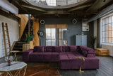 KAWOLA Sofa NEVADA Ecksofa Velvet purple