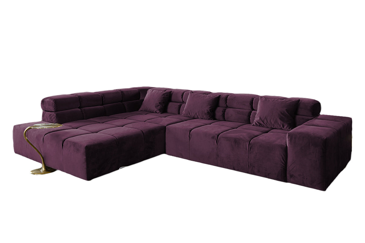 KAWOLA Sofa NEVADA Ecksofa Velvet purple