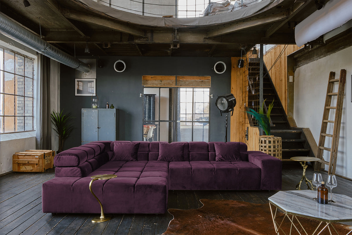 KAWOLA Sofa NEVADA Ecksofa Velvet purple