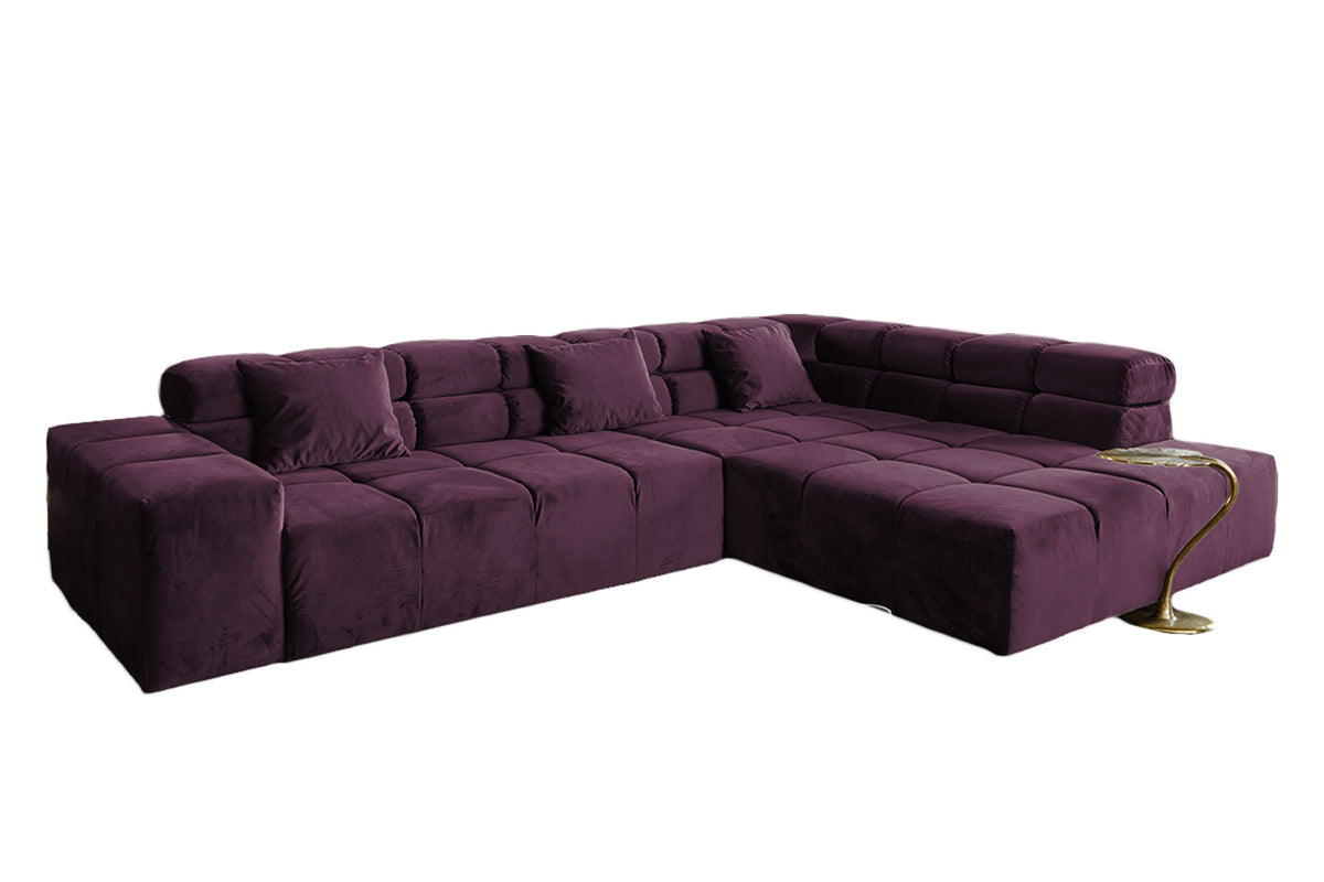 KAWOLA Sofa NEVADA Ecksofa Velvet purple