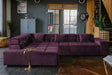 KAWOLA Sofa NEVADA Ecksofa Velvet purple, Links, Ohne Komfortfunktion