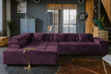 KAWOLA Sofa NEVADA Ecksofa Velvet purple, Links, Ohne Komfortfunktion