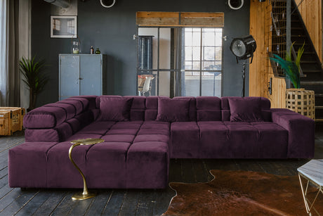 KAWOLA Sofa NEVADA Ecksofa Velvet purple, Links, Relaxfunktion