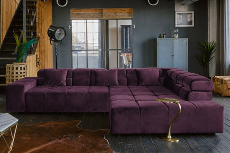 KAWOLA Sofa NEVADA Ecksofa Velvet purple, Rechts, Ohne Komfortfunktion