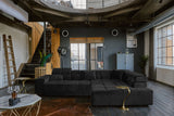 KAWOLA Sofa NEVADA Ecksofa Velvet schwarz