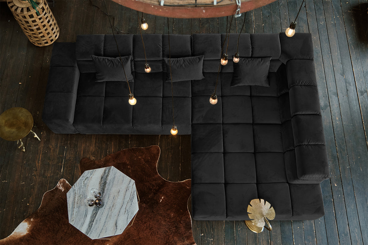 KAWOLA Sofa NEVADA Ecksofa Velvet schwarz