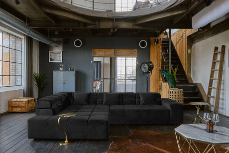 KAWOLA Sofa NEVADA Ecksofa Velvet schwarz