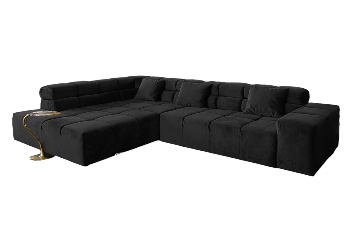 KAWOLA Sofa NEVADA Ecksofa Velvet schwarz