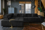 KAWOLA Sofa NEVADA Ecksofa Velvet schwarz, Links, Relaxfunktion