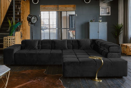 KAWOLA Sofa NEVADA Ecksofa Velvet schwarz, Rechts, Ohne Komfortfunktion