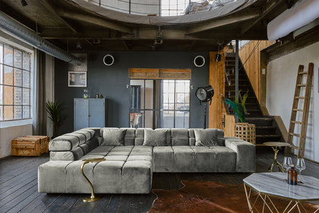 KAWOLA Sofa NEVADA Ecksofa Velvet silber