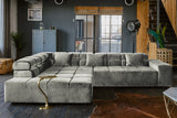 KAWOLA Sofa NEVADA Ecksofa Velvet silber, Links, Ohne Komfortfunktion