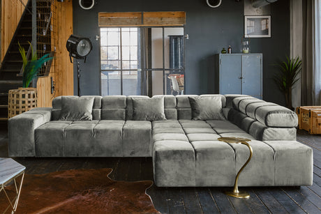 KAWOLA Sofa NEVADA Ecksofa Velvet silber, Rechts, Ohne Komfortfunktion