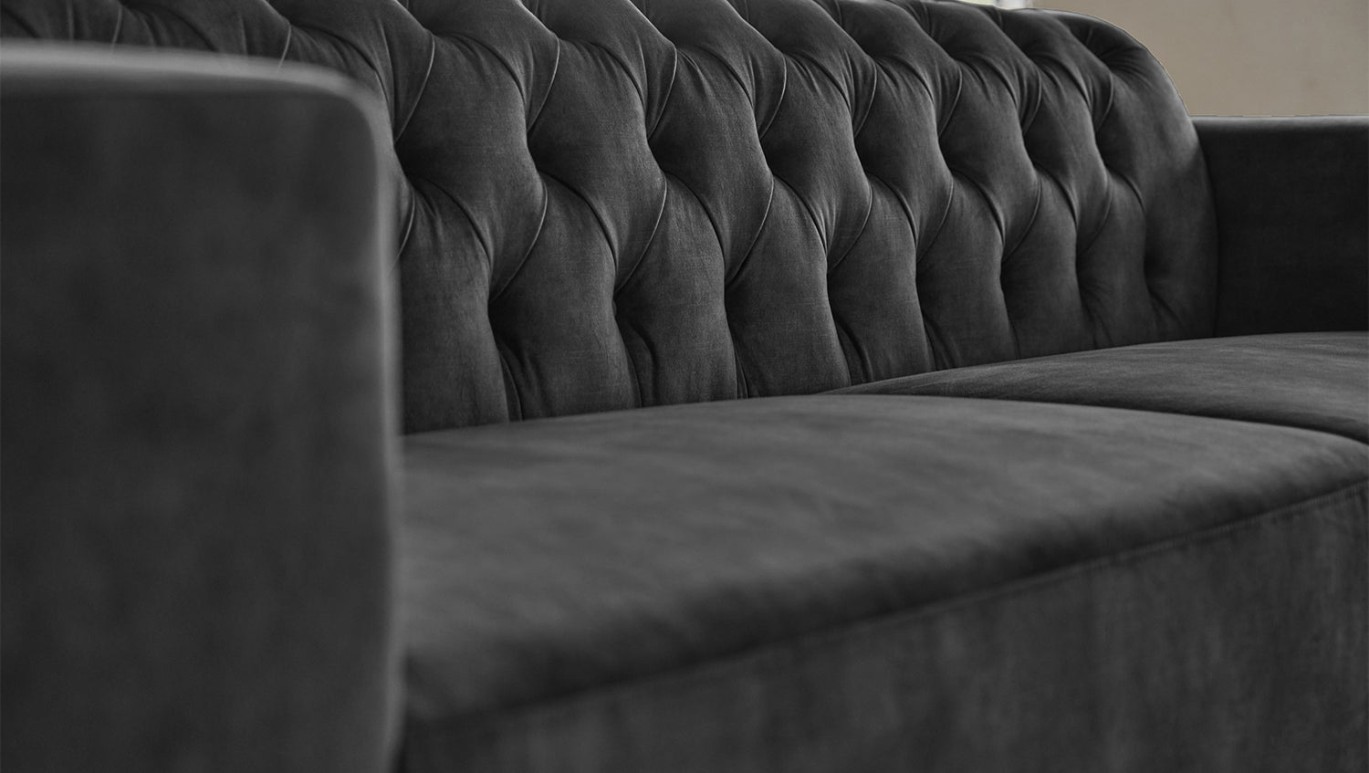 KAWOLA Sofa NILO 3-Sitzer Velvet Vintage anthrazit