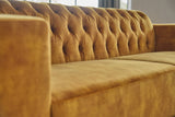 KAWOLA Sofa NILO 3-Sitzer Velvet Vintage gold