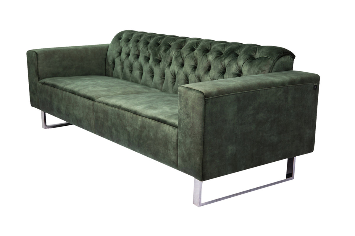 KAWOLA Sofa NILO 3-Sitzer Velvet Vintage moosgrün