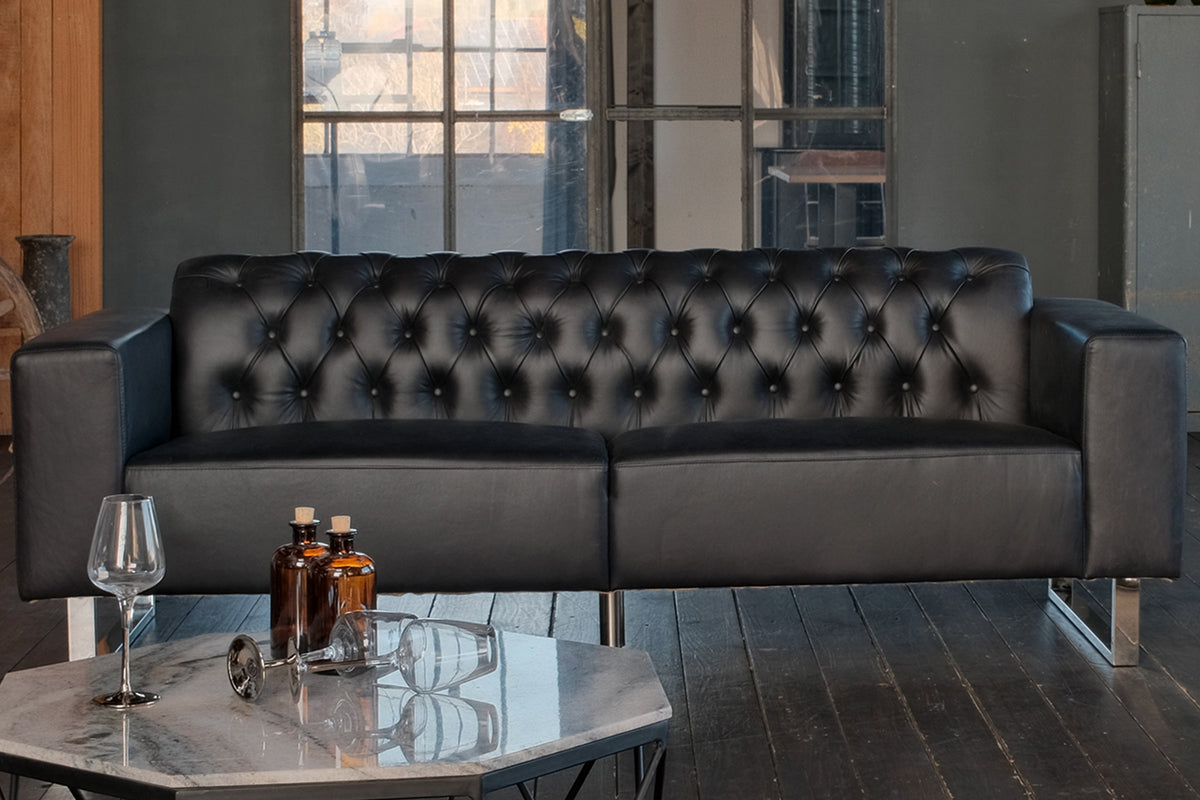 KAWOLA Sofa NILO Ledersofa 3-Sitzer Leder schwarz