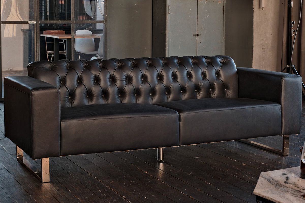 KAWOLA Sofa NILO Ledersofa 3-Sitzer Leder schwarz
