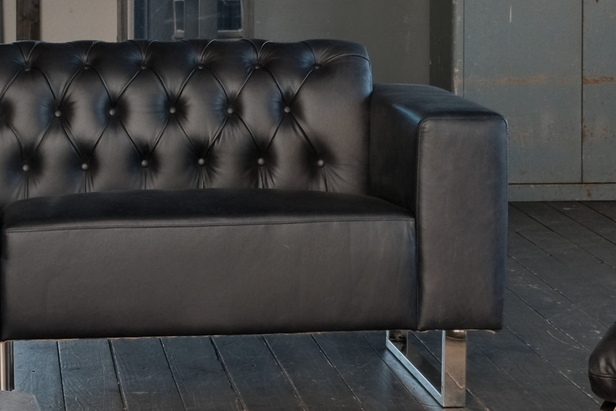KAWOLA Sofa NILO Ledersofa 3-Sitzer Leder schwarz