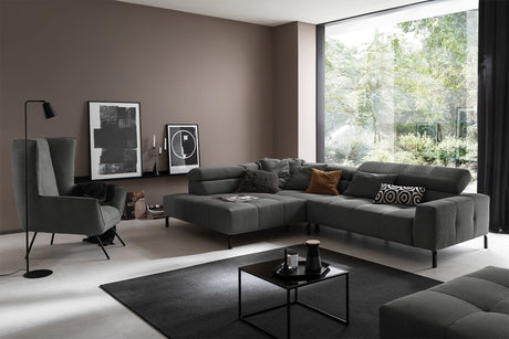 KAWOLA Sofa OHIO Ecksofa Feincord anthrazit, Links, Relaxfunktion