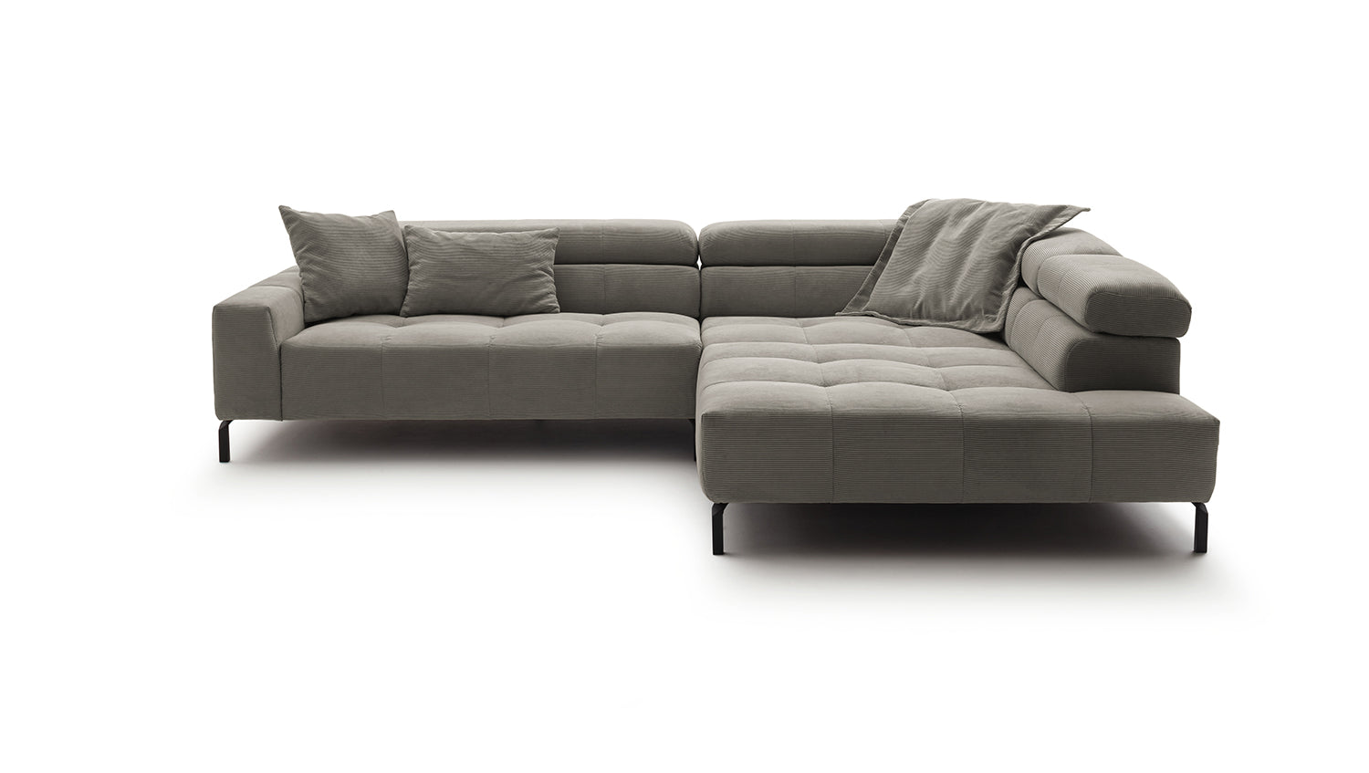 KAWOLA Sofa OHIO Ecksofa Feincord grau