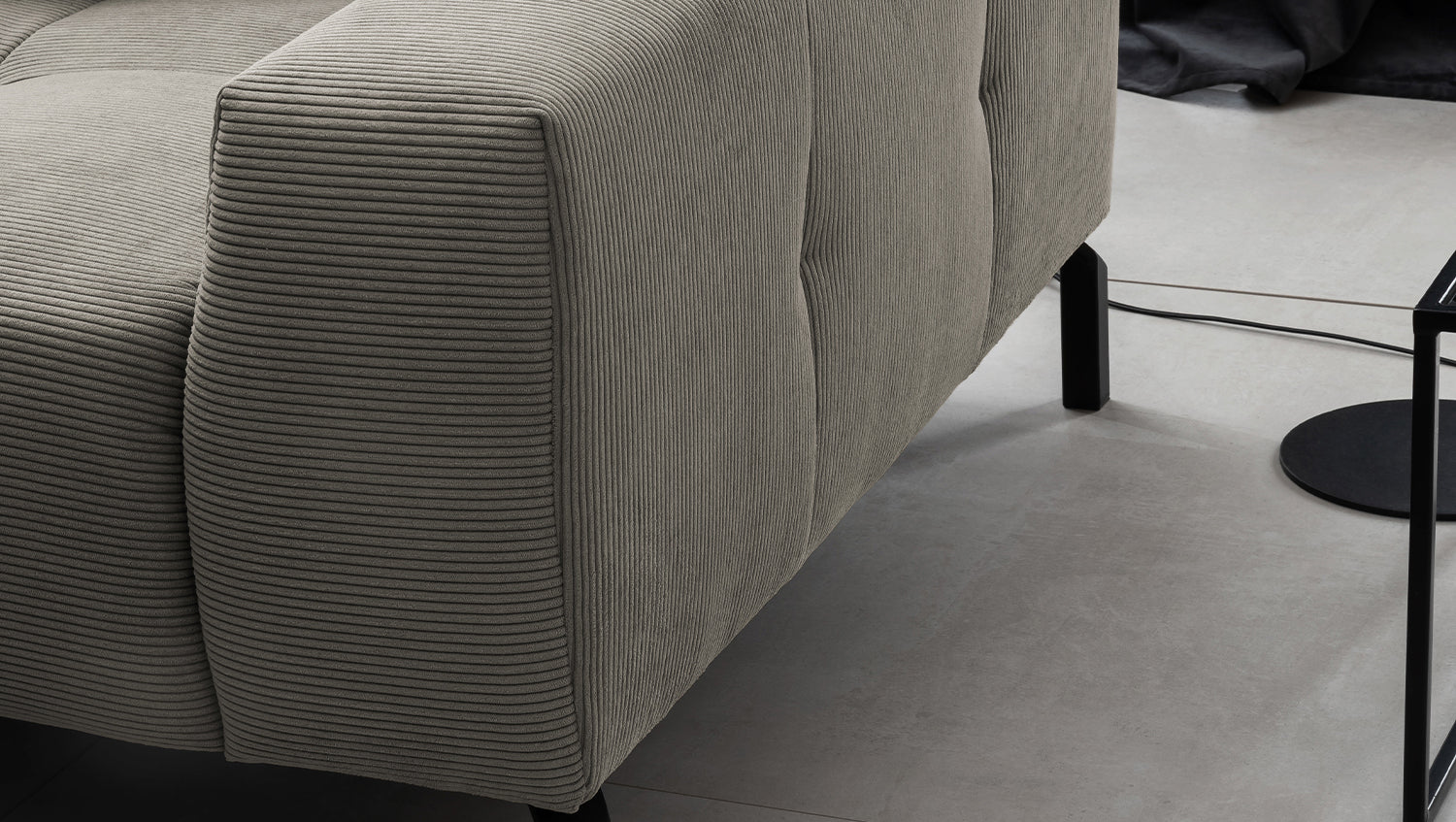 KAWOLA Sofa OHIO Ecksofa Feincord grau
