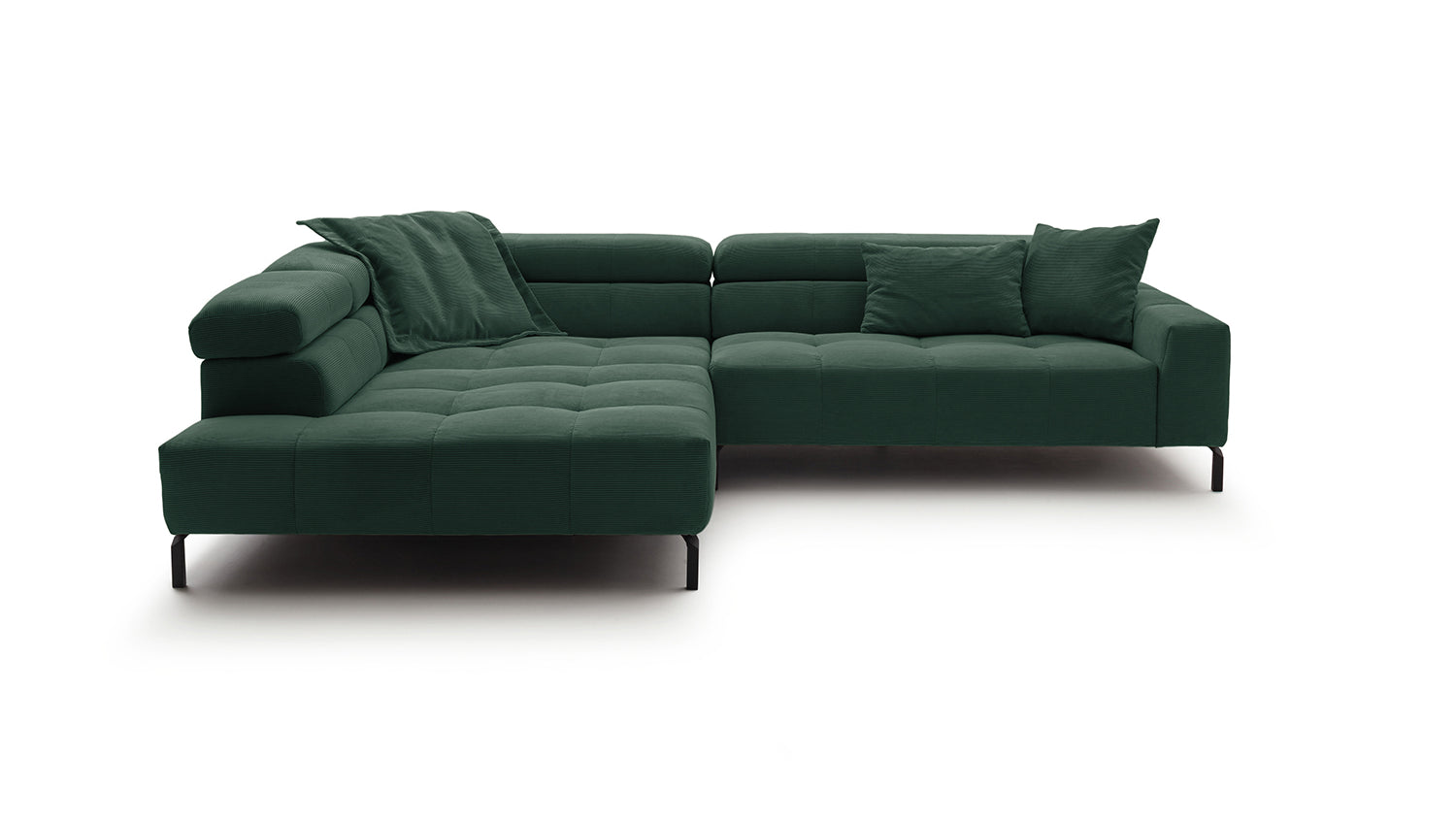 KAWOLA Sofa OHIO Ecksofa Feincord grün