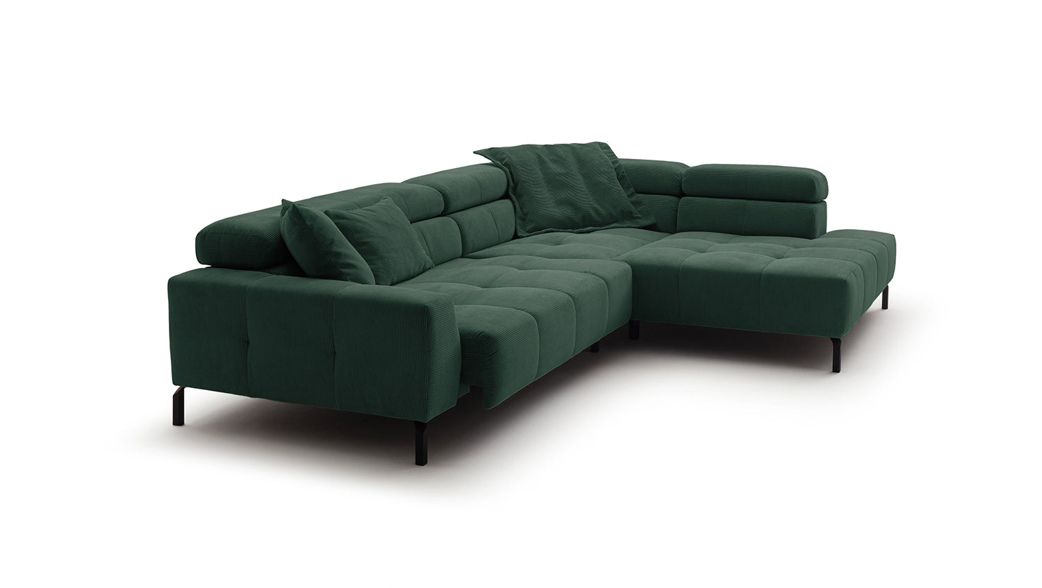 KAWOLA Sofa OHIO Ecksofa Feincord grün