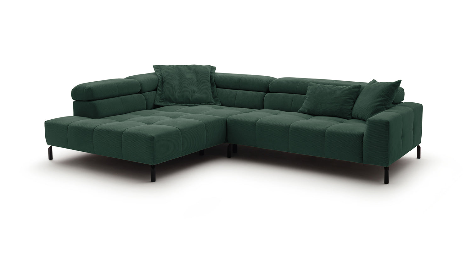 KAWOLA Sofa OHIO Ecksofa Feincord grün