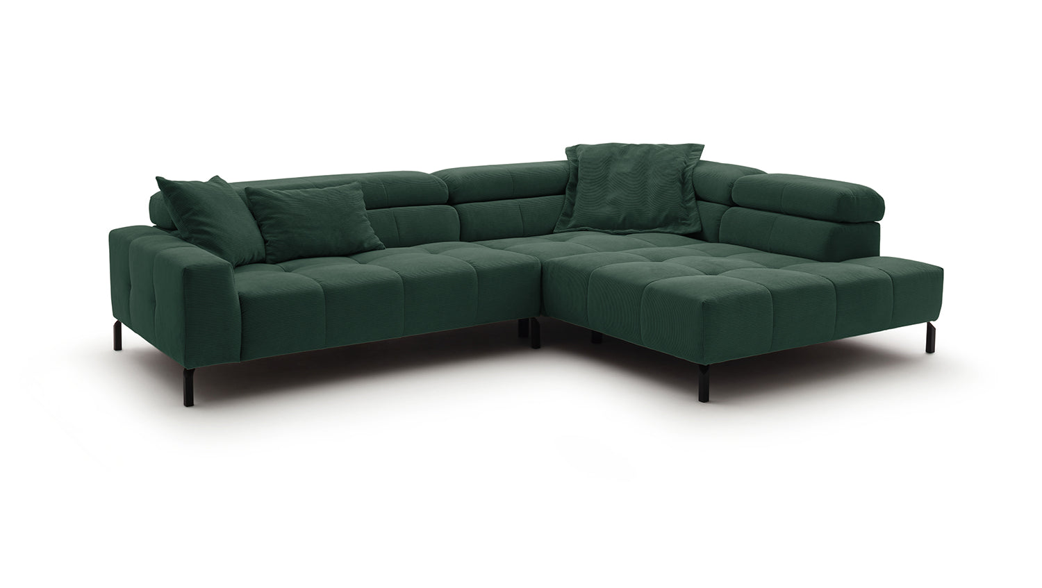 KAWOLA Sofa OHIO Ecksofa Feincord grün