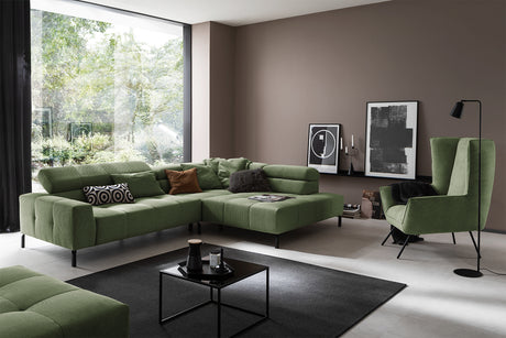 KAWOLA Sofa OHIO Ecksofa Feincord olivgrün, Rechts, Relaxfunktion