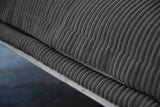 KAWOLA Sofa QUENYA Ecksofa Cord dunkelgrau / Velvet silber